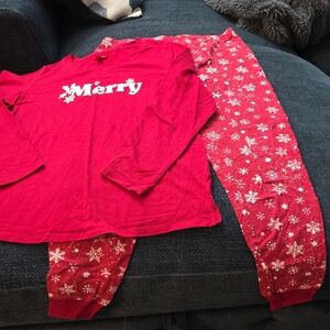 Macy's Red Snowflake Pajama Set
